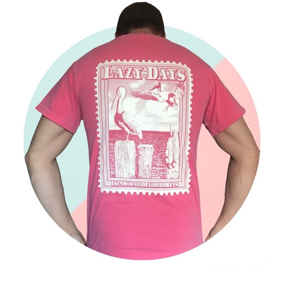 Mens Pink Lazy Days small t-shirt Islamorada Florida keys made in the Honduras - Picture 1 of 5